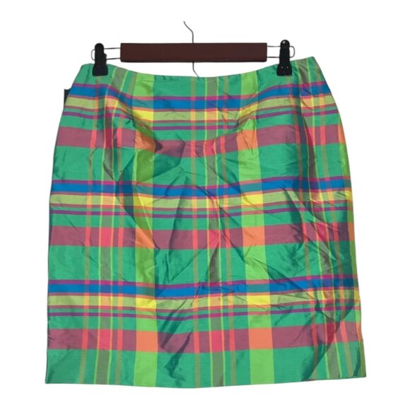 Vtg Lauren Ralph Lauren Skirt 6 Silk Plaid Mini 90s Y2K Colorful Mini Holiday - Picture 2 of 7